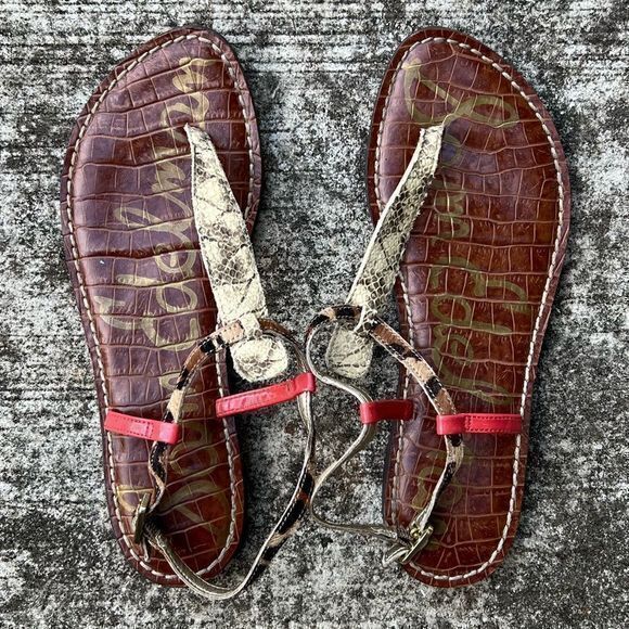 Sam Edelman Women's Gigi Thong Flat Sandals T-Strap Leather Size‎ 6.5 - Picture 3 of 6